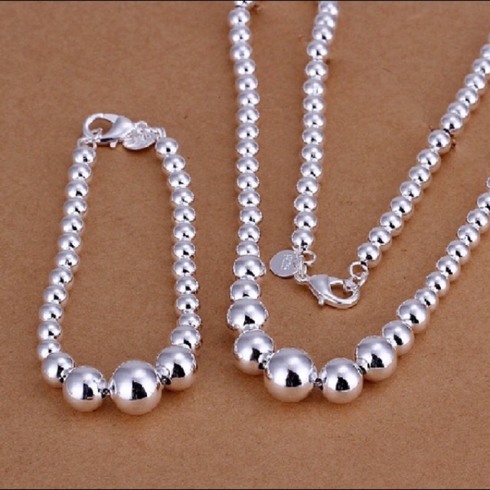 🆕 Sterling silver overlay bead jewelry set.